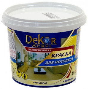 Краска ВД-АК 216 "DEKOR" для потолков белоснежная 14 кг цена, купить | РБС-спектр Витебск