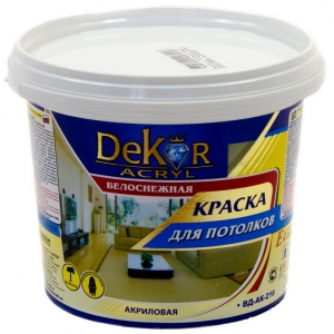 Краска ВД-АК 216 "DEKOR" для потолков белоснежная 7 кг цена, купить | РБС-спектр Витебск