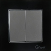 Выключатель в сборе H-121P (s) серебристый 2-х клавишный с чёрной рамкой стекло Hg-010(b) цена, купить | РБС-спектр Витебск