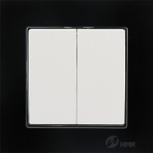 Выключатель в сборе H-121P (w) 2-х клавишный белый с чёрной рамкой стекло Hg-010(b) цена, купить | РБС-спектр Витебск