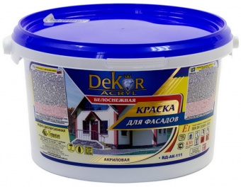 Краска ВД-АК 111 ГОСТ "DEKOR" для фасадов белоснежная 3 кг цена, купить | РБС-спектр Витебск